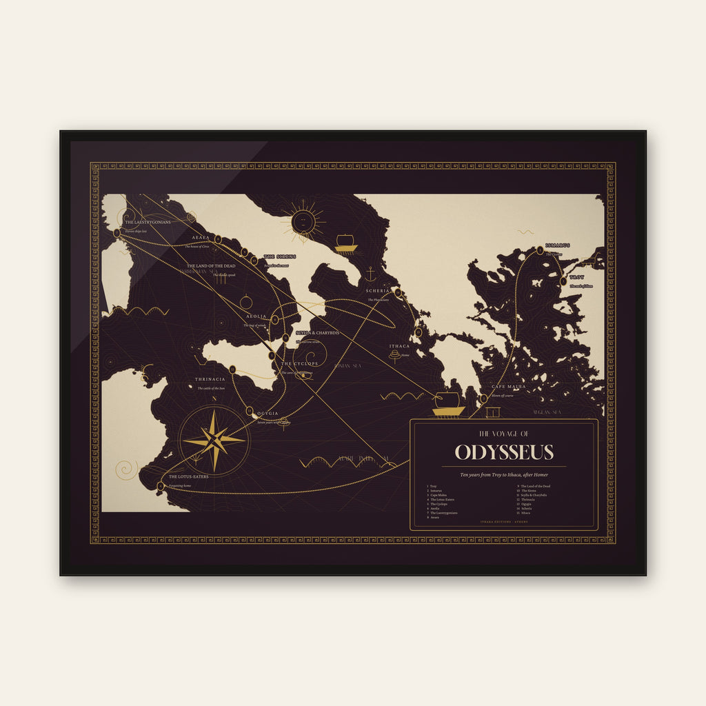 The Voyage of Odysseus — Framed Map