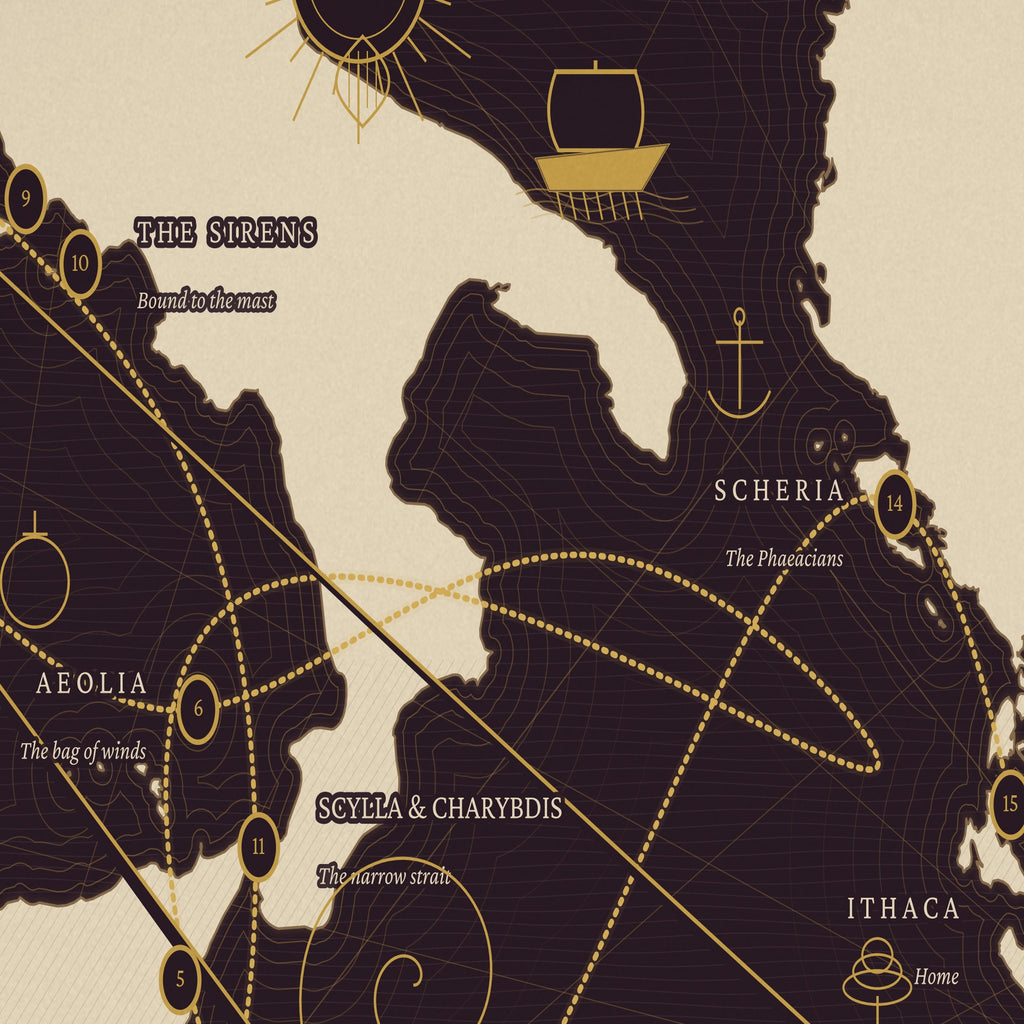The Voyage of Odysseus — Framed Map