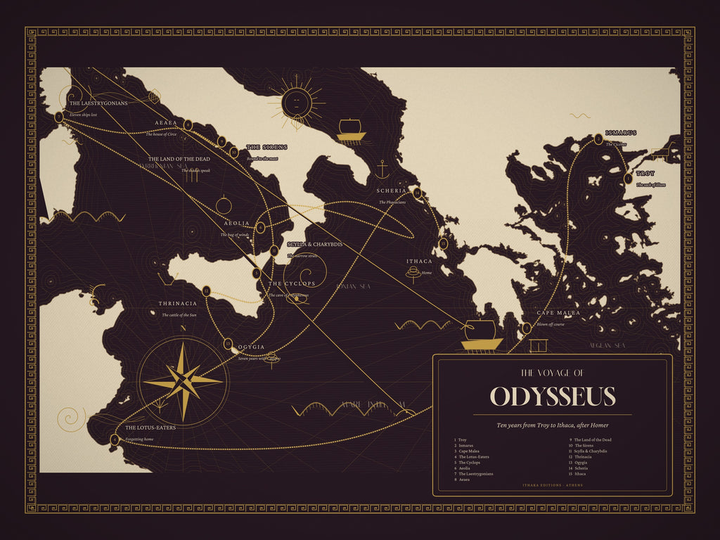 The Voyage of Odysseus — Framed Map