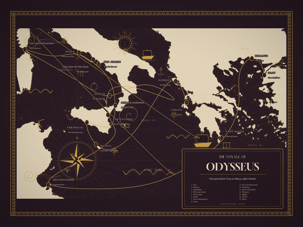 The Voyage of Odysseus — Framed Map
